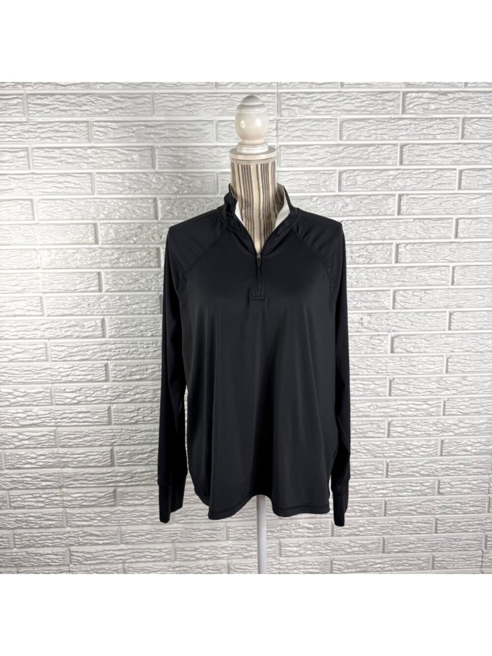 Daily Thread Black Quarter Zip Long Sleeve Pullover Active Top Sz 2X Thumb Holes